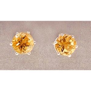 💗 Hypoallergenic Stainless Steel Gold Topaz Crystal Earrings 6mm NEW